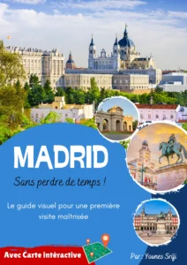 Couverture du guide Madrid sans perdre de temps de TravelOptim pour préparer un séjour à Madrid avec itinéraires, conseils pratiques et carte interactive.