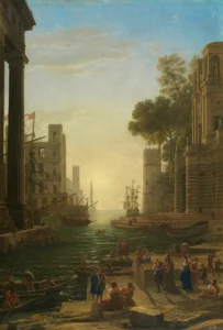 Paysage avec l’embarquement à Ostie de sainte Paule Romaine de Claude Lorrain au musée du Prado